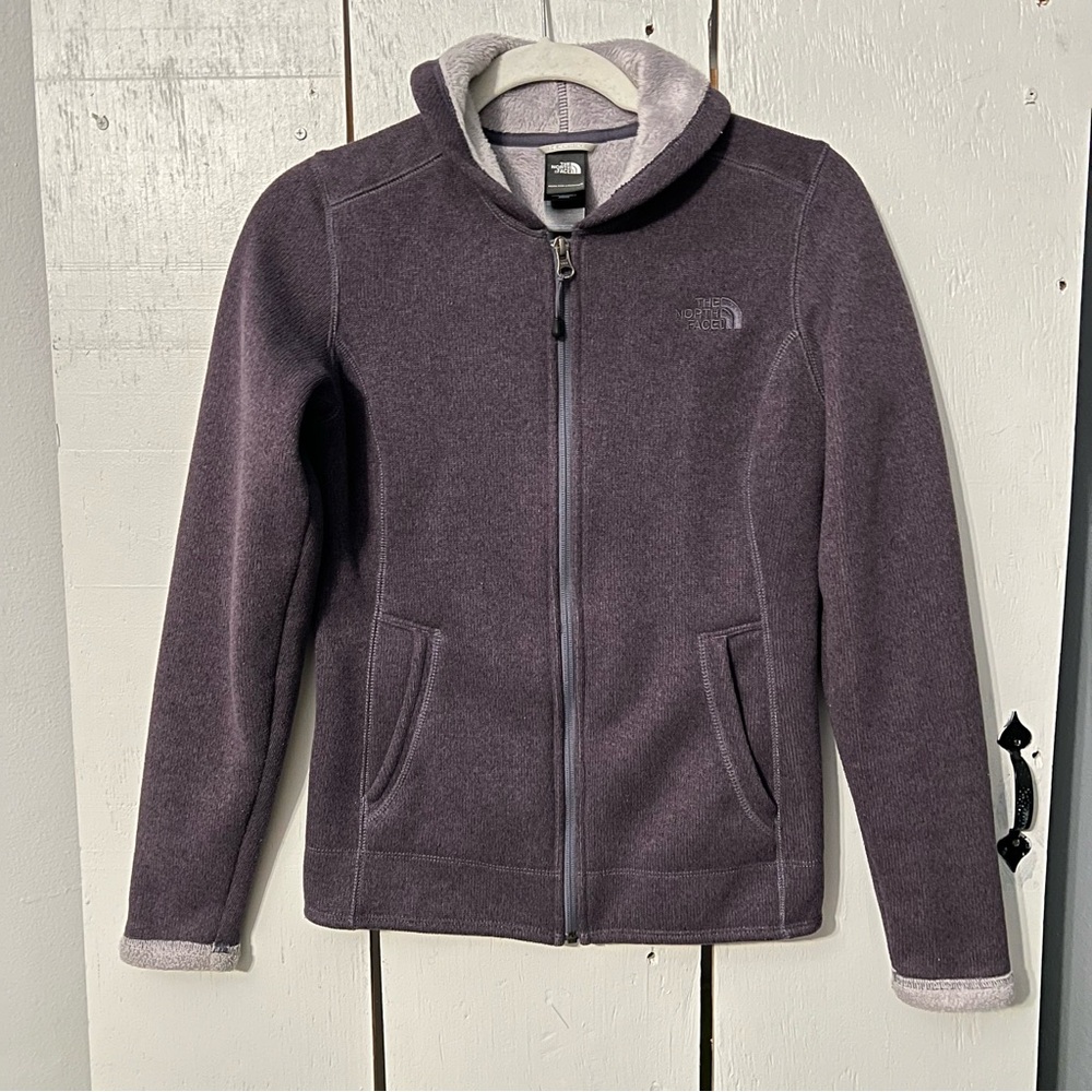 The North Face Womens Dark Purple Fleece Jacket with Stand-Up Collar Size XS